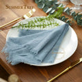 12pcs Retro Napkins 42x42cm Rustic Table Decoration Cotton Gauze Hanky Tea Towel Dining Place Mats Wedding Party Supply - Wiktra