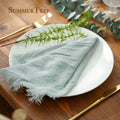 12pcs Retro Napkins 42x42cm Rustic Table Decoration Cotton Gauze Hanky Tea Towel Dining Place Mats Wedding Party Supply - Wiktra