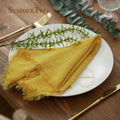 12pcs Retro Napkins 42x42cm Rustic Table Decoration Cotton Gauze Hanky Tea Towel Dining Place Mats Wedding Party Supply - Wiktra