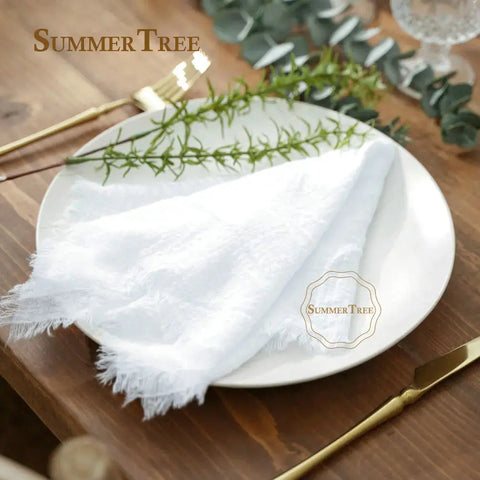 12pcs Retro Napkins 42x42cm Rustic Table Decoration Cotton Gauze Hanky Tea Towel Dining Place Mats Wedding Party Supply - Wiktra