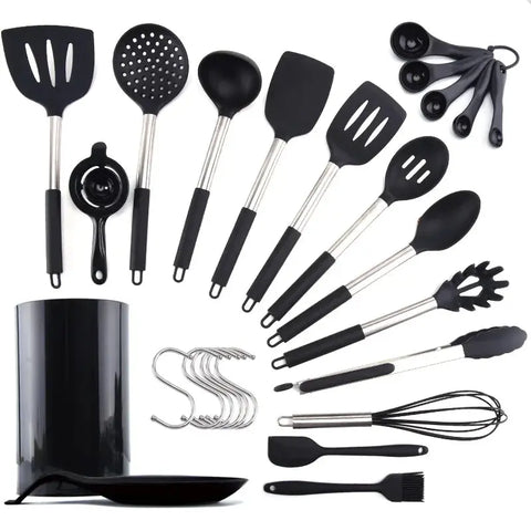 13Pcs Silicone Cooking Utensils Set Wooden Handle Kitchen Cooking Tool Non-stick Cookware Spatula Shovel Egg Kitchenware Beaters