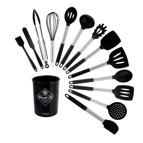 14pcs Set Kitchen Silicone Cooking Utensils Set Non-Stick Spatula Shovel Cooking Tools Set With Storage Box Kitchen Tool Set