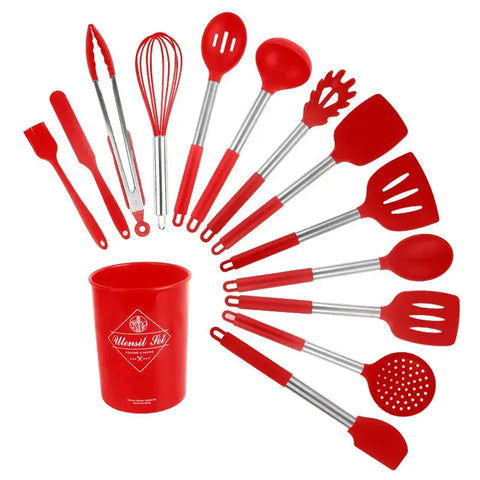 14pcs Set Kitchen Silicone Cooking Utensils Set Non-Stick Spatula Shovel Cooking Tools Set With Storage Box Kitchen Tool Set