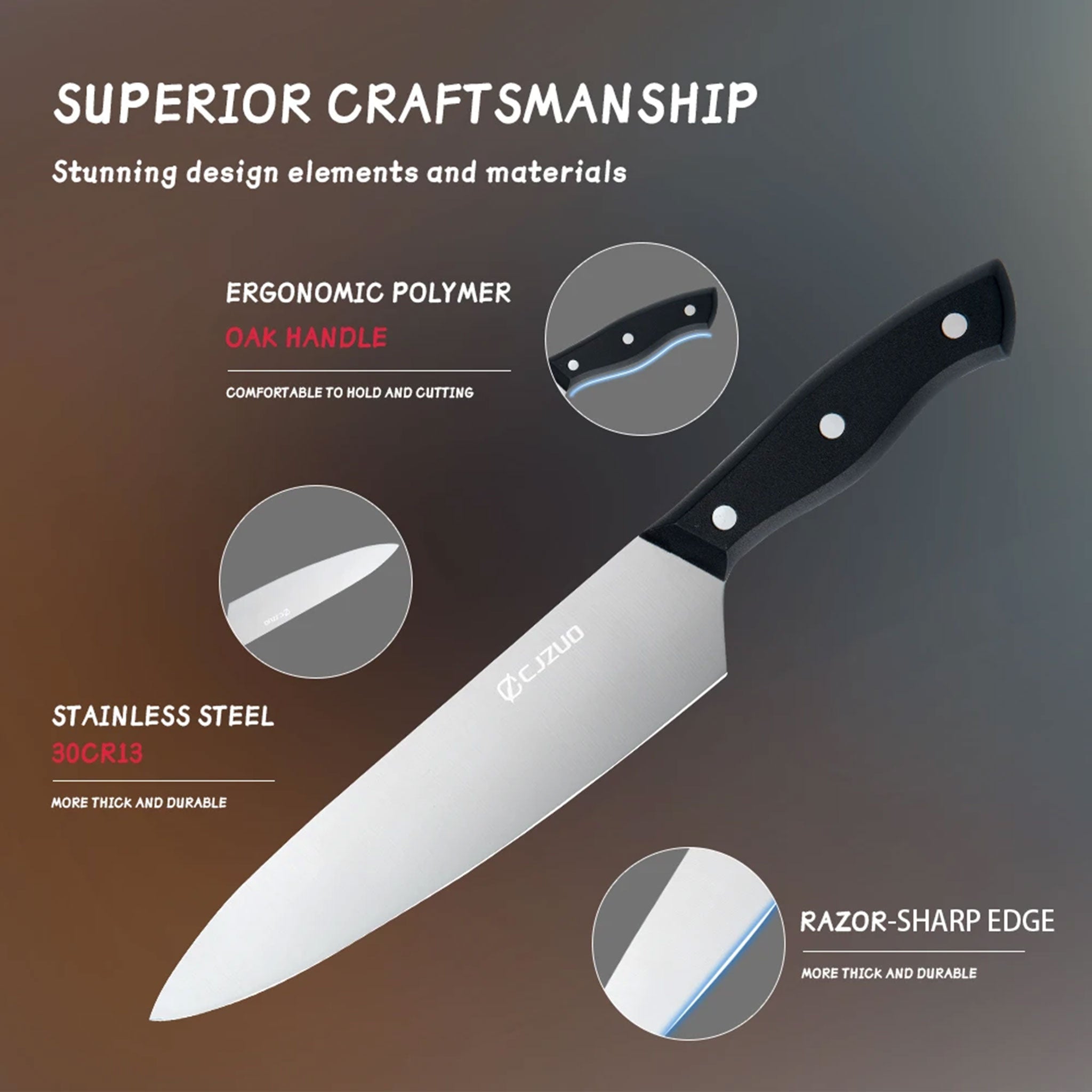 "15-Piece Stainless Steel Kitchen Knife Set – Chef & Steak Knives"