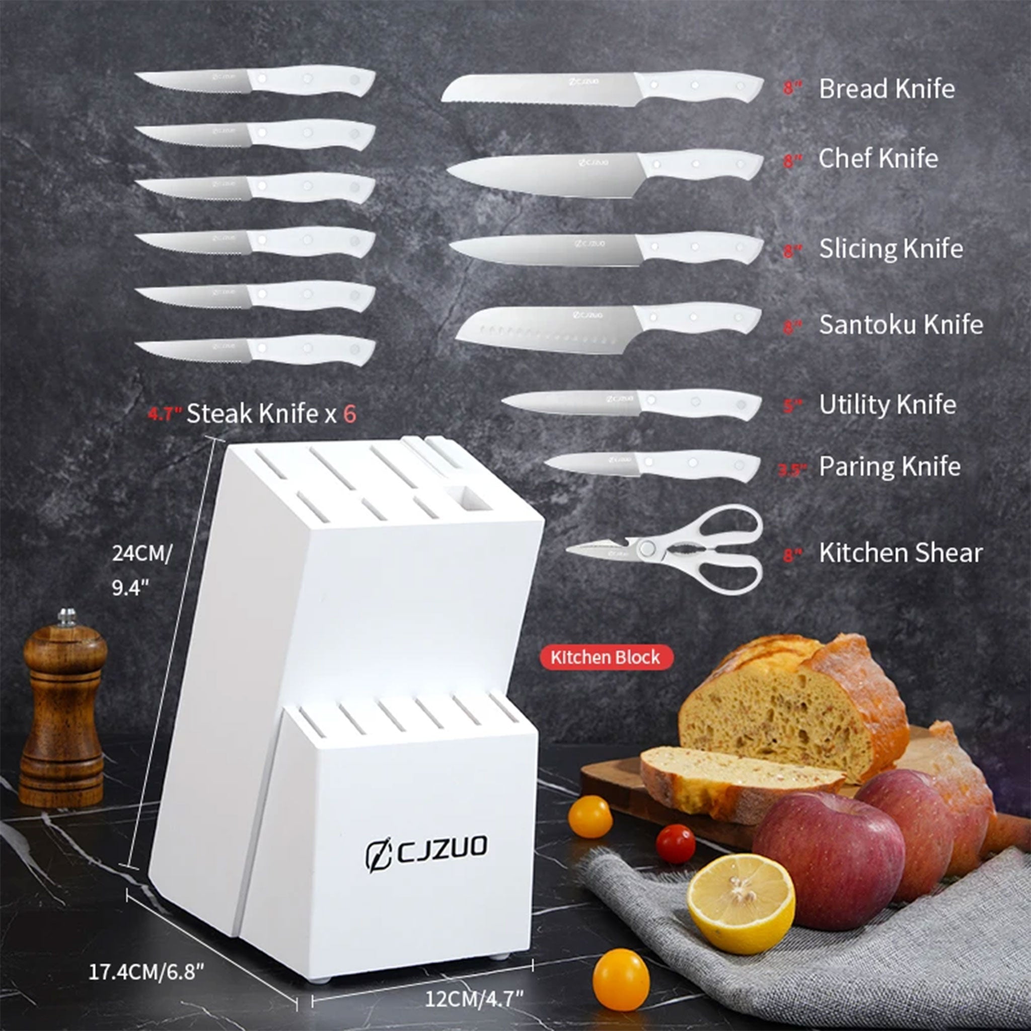 "15-Piece Stainless Steel Kitchen Knife Set – Chef & Steak Knives"