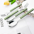 4/16Pcs Acrylic Handle Knife Fork Set Stainless Steels Dinner Cutlery Set Green Silver Western Dinnerware Home Kitchen Flatware wiktra