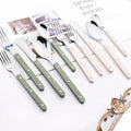 4/16Pcs Acrylic Handle Knife Fork Set Stainless Steels Dinner Cutlery Set Green Silver Western Dinnerware Home Kitchen Flatware wiktra