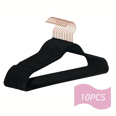 17 In Adult Rose Gold Hook Flocked Clothes Hanger, Plastic Non-slip Velvet Clothes Hanger, Drying Rack Bedroom Storage Rack.