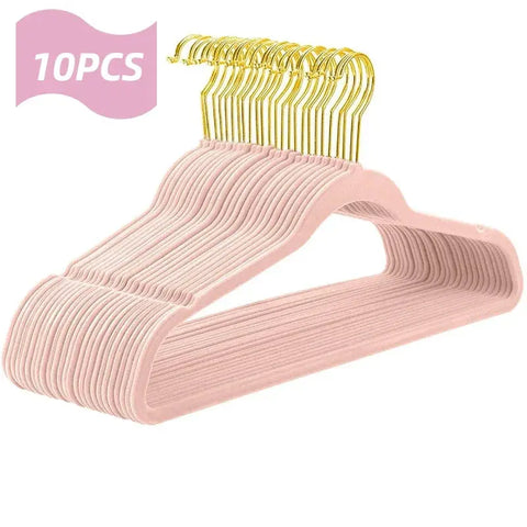 17 In Adult Rose Gold Hook Flocked Clothes Hanger, Plastic Non-slip Velvet Clothes Hanger, Drying Rack Bedroom Storage Rack.