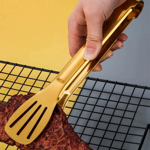 18-Styles Gold BBQ Food Tongs Steak Clip Stainless Steel Hollow Cake Bread Grill Clamp Cooking Utensils Kitchen Accessories wiktra