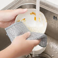 15/1PCS Metal Steel Wire Cleaning Rags Double Layer Non Stick Oil Steel Wire Rag Home Kitchen Pot Dishcloth Pan Washing Towels wiktra