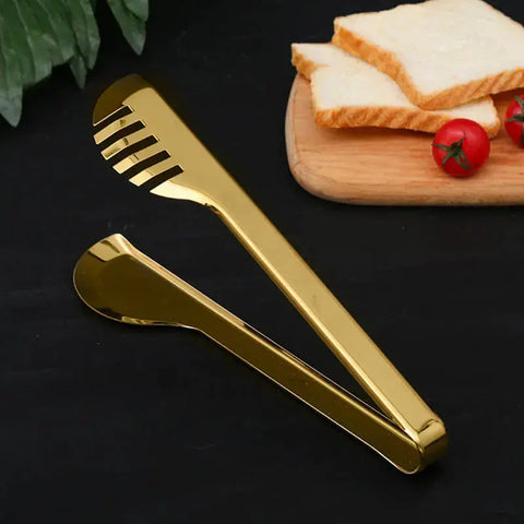 1Pc Golden Stainless Steel Food Tong BBQ Clip Steak Cake Dessert Clips For Hotel Restaurant Home Cooking Utensils Kitchenware wiktra