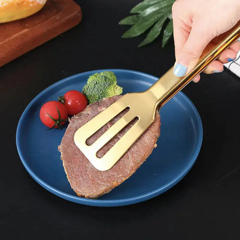 1Pc Golden Stainless Steel Food Tong BBQ Clip Steak Cake Dessert Clips For Hotel Restaurant Home Cooking Utensils Kitchenware wiktra