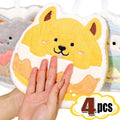 4/1pcs Cartoon Animals Towel Super Absorbent Coral Fleece Hand Towels for Children Kitchen Microfiber Washing Cleaning Cloths wiktra