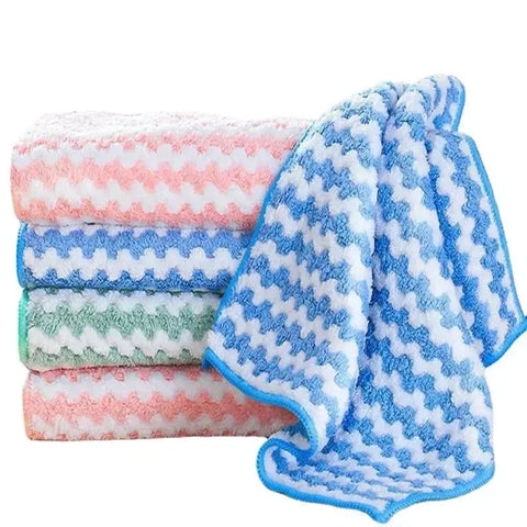 10/1pcs Coral Fleece Dishcloths Super Absorbent Cleaning Cloths Scouring Pads Kitchen Washing Dish Rags Glass Windows Wipe Towel wiktra