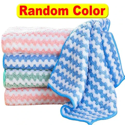 10/1pcs Coral Fleece Dishcloths Super Absorbent Cleaning Cloths Scouring Pads Kitchen Washing Dish Rags Glass Windows Wipe Towel