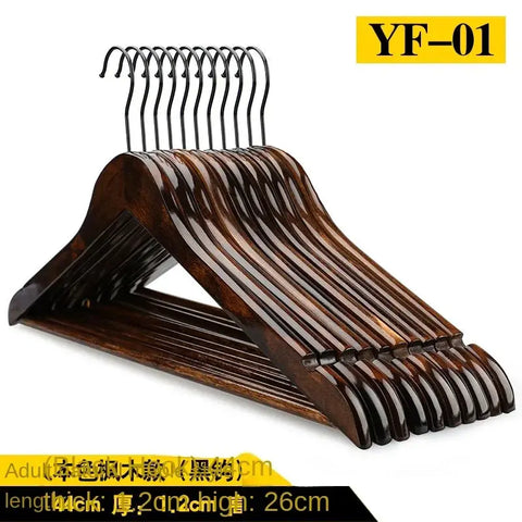 1pcs Extra-Wide Seamless Solid Wood and Metal Hook Wooden Hangers with Notches Non-slip for Clothes Shelf Rack wiktra