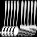 5/1pcs Stainless Steel Spoon Silver Long Handle Flatware Soup Spoons Fruit Fork Tableware Sets Home Kitchen Cutlery Utensils wiktra