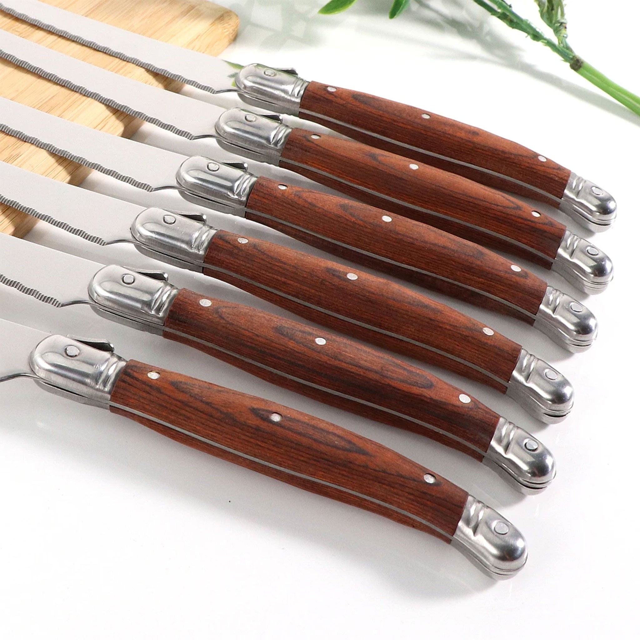 2/4/6/8-Piece Stainless Steel Cheese & Steak Knife Set with Pakka Wood Handles