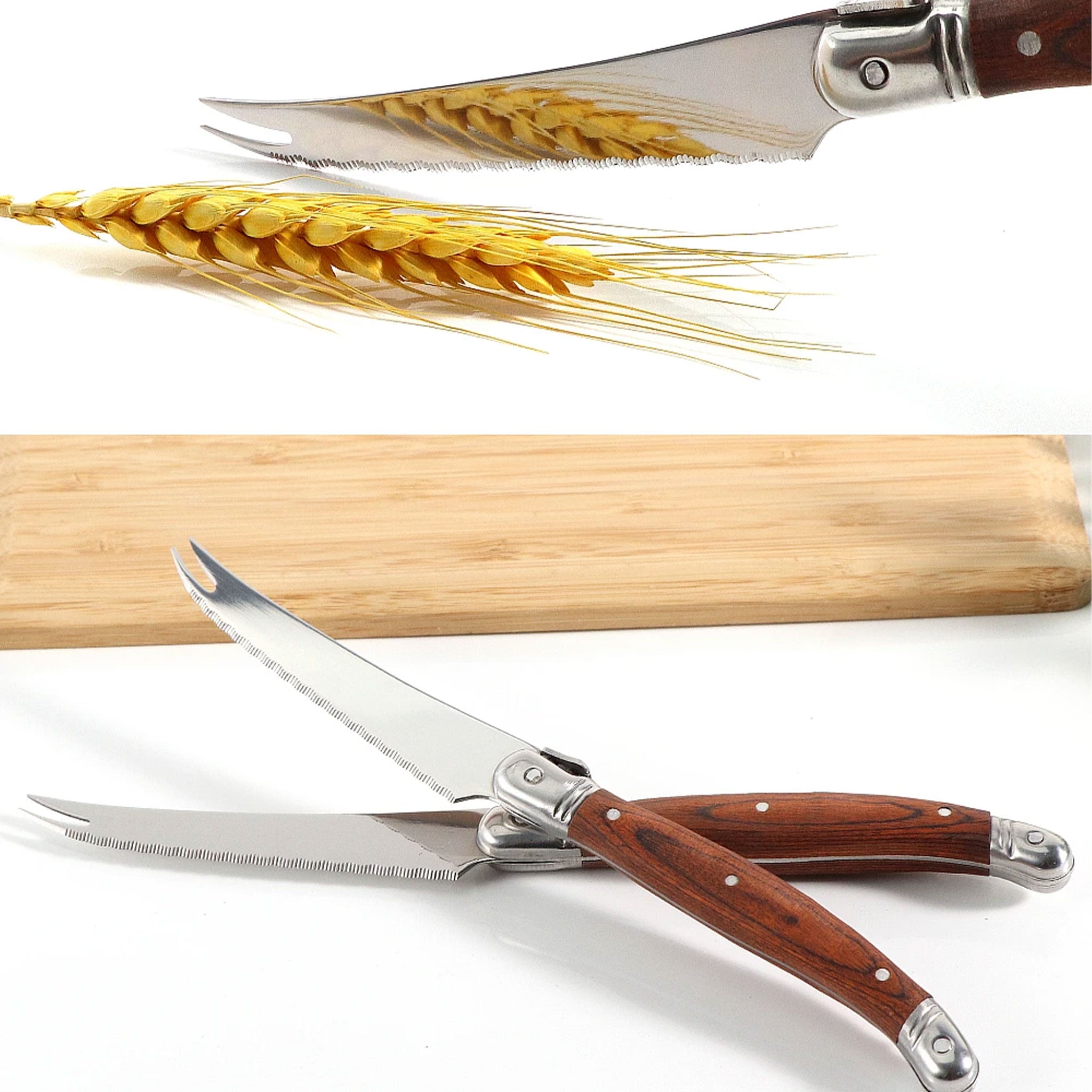 2/4/6/8-Piece Stainless Steel Cheese & Steak Knife Set with Pakka Wood Handles