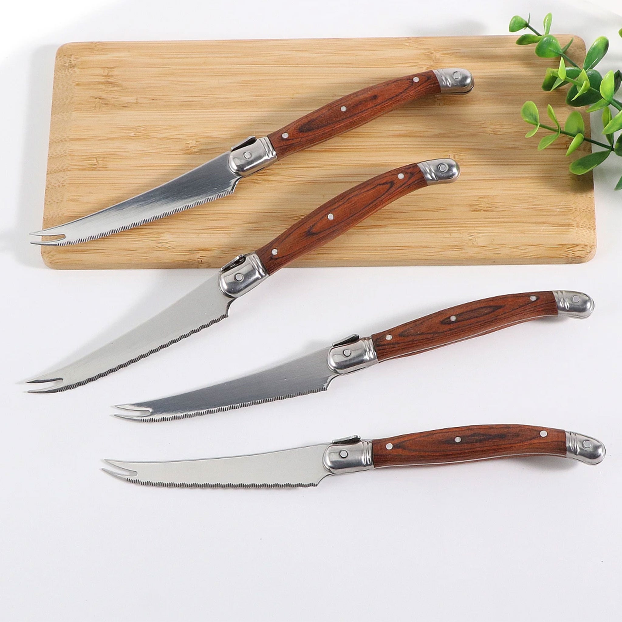 2/4/6/8-Piece Stainless Steel Cheese & Steak Knife Set with Pakka Wood Handles