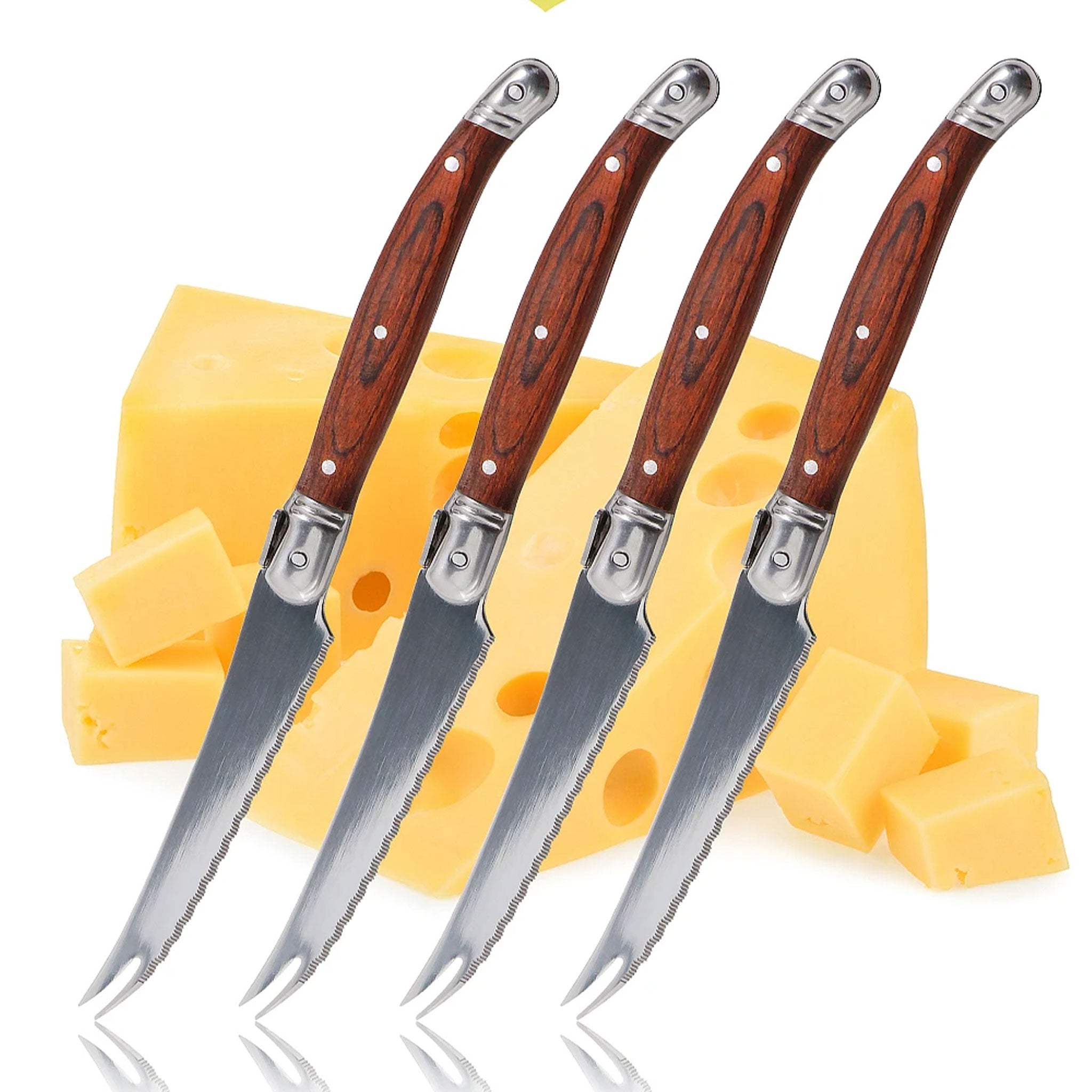 2/4/6/8-Piece Stainless Steel Cheese & Steak Knife Set with Pakka Wood Handles