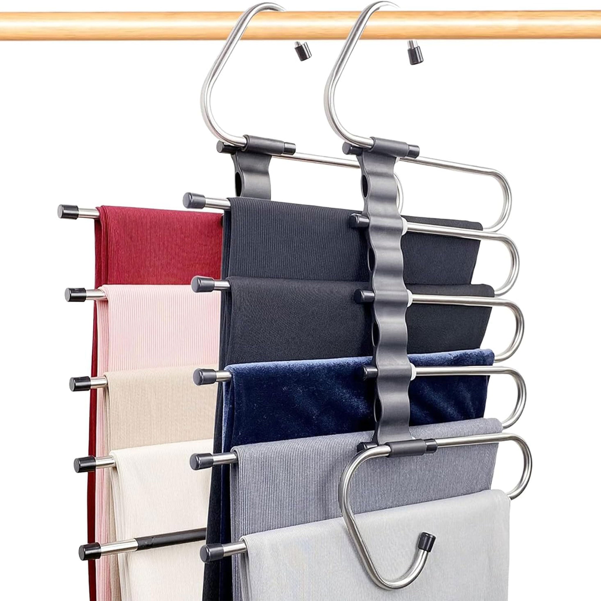 "2-Pack Space-Saving Pants Hangers – Multi-Layer, Heavy-Duty Closet Organizer"