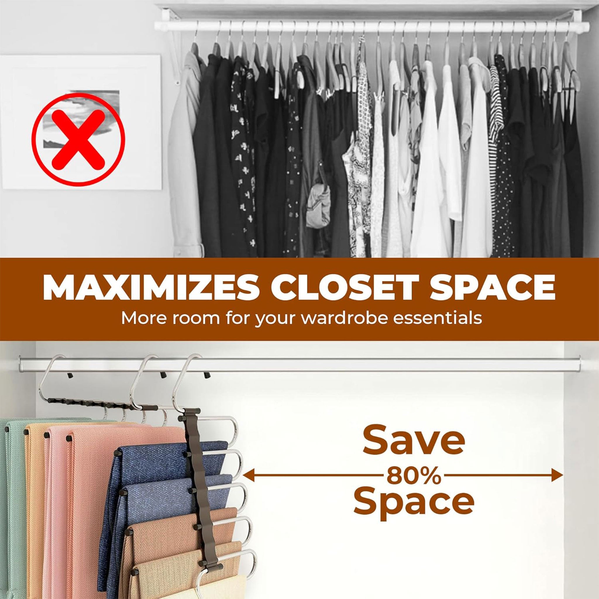 "2-Pack Space-Saving Pants Hangers – Multi-Layer, Heavy-Duty Closet Organizer"