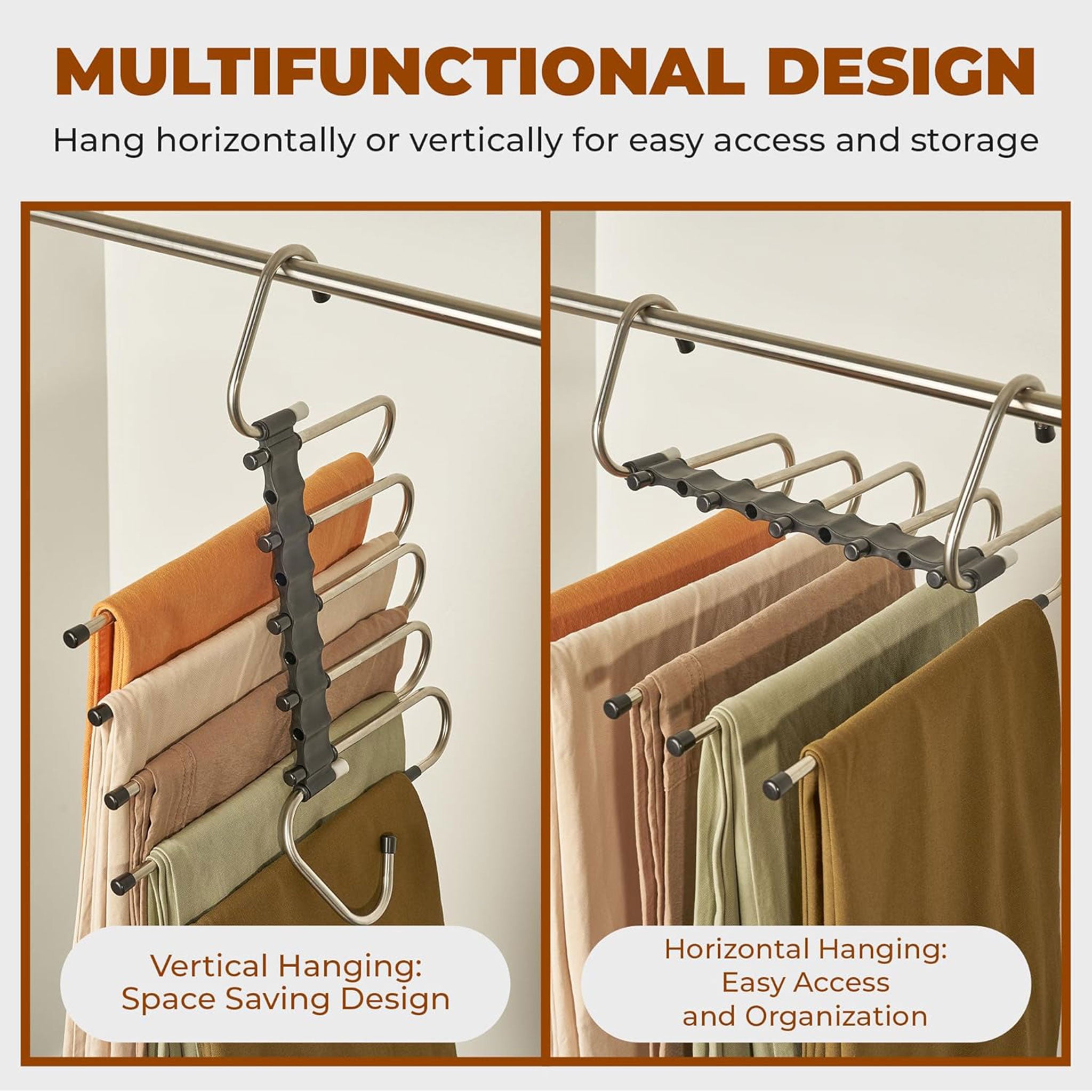 "2-Pack Space-Saving Pants Hangers – Multi-Layer, Heavy-Duty Closet Organizer"