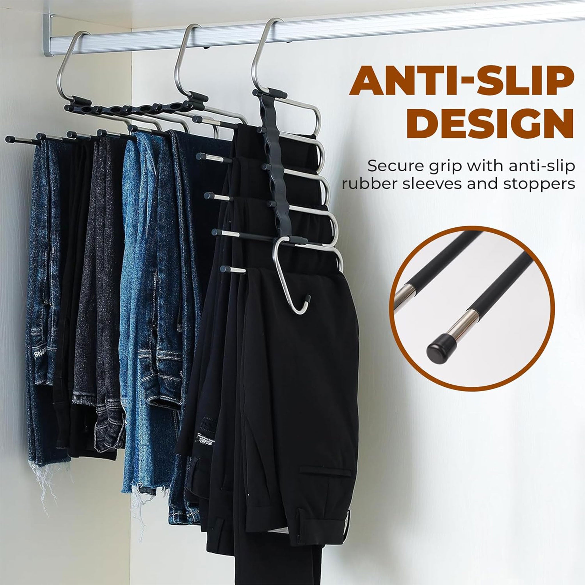 "2-Pack Space-Saving Pants Hangers – Multi-Layer, Heavy-Duty Closet Organizer"