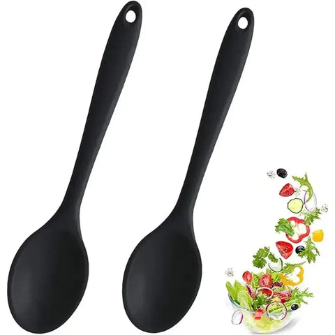 2 Pcs Silicone Spoons for Cooking Heat Resistant Soup Spoon Food Grade Silicone Long-handled Kitchen Silicone Spoon Accessories wiktra