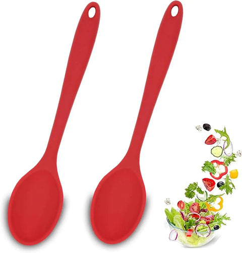 2 Pcs Silicone Spoons for Cooking Heat Resistant Soup Spoon Food Grade Silicone Long-handled Kitchen Silicone Spoon Accessories