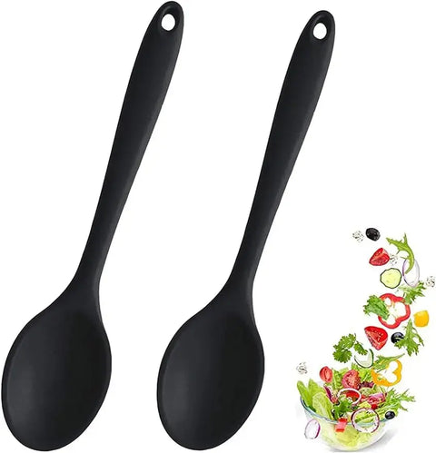 2 Pcs Silicone Spoons for Cooking Heat Resistant Soup Spoon Food Grade Silicone Long-handled Kitchen Silicone Spoon Accessories