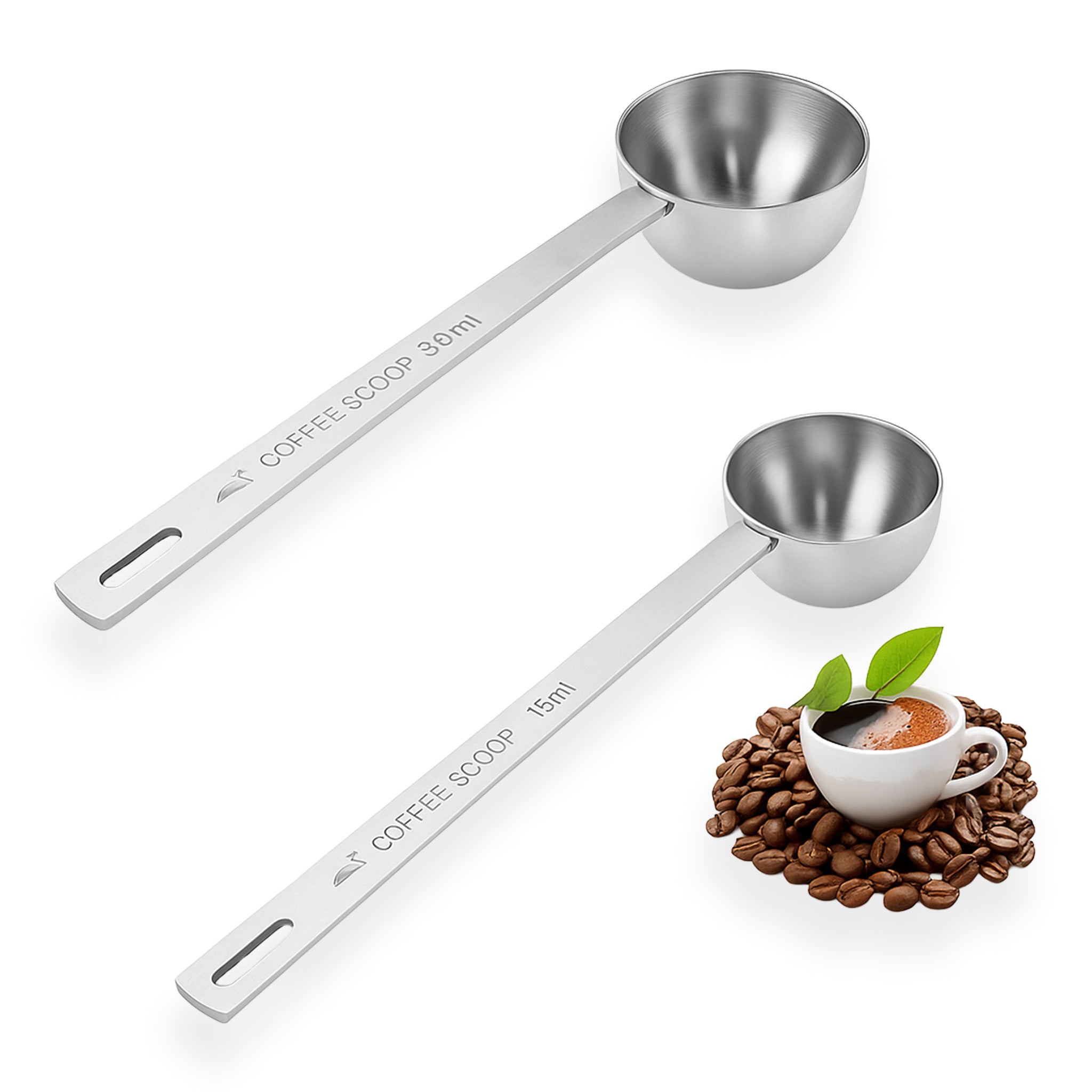 2Pcs Stainless Steel Coffee Measuring Spoons