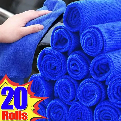 1/20PCS Microfiber Cleaning Towels Car Glass Wash Drying Cloths Reusable Soft Blue Scouring Pads Home Kitchen Oil Removal Rags wiktra