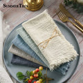 20PCS Napkins 41x41CM Cotton Cloth Gauze Retro Burr Rustic Kitchen Tea Towel Wedding Party Dinner Christmas Napkin Table Decor - Wiktra