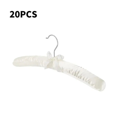 5/10/15/20PCS Pure White Satin Padded Hanger Anti Slip Cushioned Hangers for Sweaters Wedding Display Silk Clothes Hangers