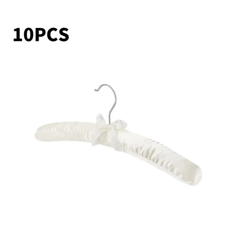 5/10/15/20PCS Pure White Satin Padded Hanger Anti Slip Cushioned Hangers for Sweaters Wedding Display Silk Clothes Hangers