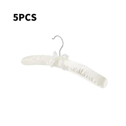 5/10/15/20PCS Pure White Satin Padded Hanger Anti Slip Cushioned Hangers for Sweaters Wedding Display Silk Clothes Hangers