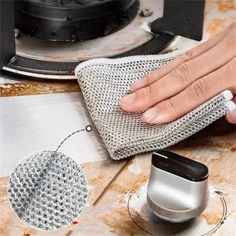 20Pcs Magic Cleaning Cloth Kitchen Dishwashing Towel Metal Steel Wire Cleaning Rag for Dish Pot Cleaning Tools wiktra