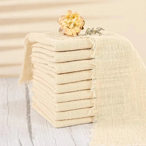 20pcs 32x32cm Handmade Gauze Cotton Napkins Reusable Tea Towel Wedding Party Christmas Table Decor Retro Burrs napkin Wholesale - Wiktra