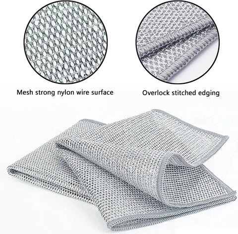 1/20pcs Double-side Steel Wire Cleaning Cloth Kitchen Pan Pot Dish Washing Rags Non-Scratch Scrubber Thickened Mesh Wipes Towel wiktra