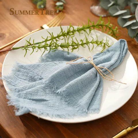 20pcs Retro Napkins 42x42cm Rustic Table Decoration Cotton Gauze Hanky Tea Towel Dining Place Mats Wedding Restaurant Supplies - Wiktra