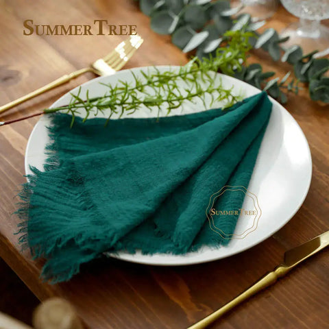 20pcs Retro Napkins 42x42cm Rustic Table Decoration Cotton Gauze Hanky Tea Towel Dining Place Mats Wedding Restaurant Supplies - Wiktra