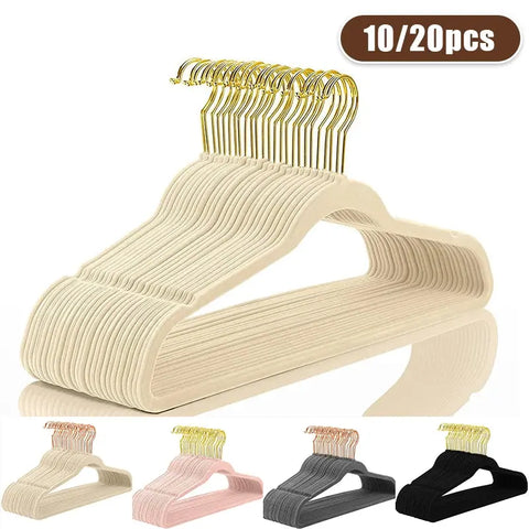 10/20pcs Velvet Hanger Clothing Coat Non Slip Flocked Hakama Saves Clothes Organizer Room Organization And Storage Adult Hanger wiktra