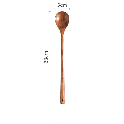 22*4cm Household Wooden Long Handle Cooking Stiring Grapefruit Spoon Dessert Cake Forks Tableware Teaspoon Kitchen Accessories