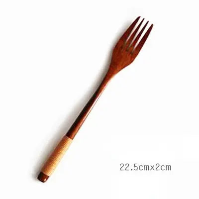 22*4cm Household Wooden Long Handle Cooking Stiring Grapefruit Spoon Dessert Cake Forks Tableware Teaspoon Kitchen Accessories