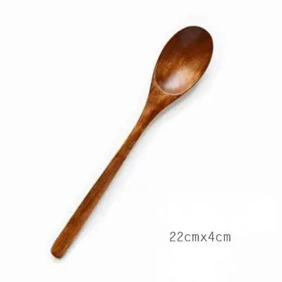 22*4cm Household Wooden Long Handle Cooking Stiring Grapefruit Spoon Dessert Cake Forks Tableware Teaspoon Kitchen Accessories