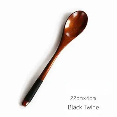 22*4cm Household Wooden Long Handle Cooking Stiring Grapefruit Spoon Dessert Cake Forks Tableware Teaspoon Kitchen Accessories