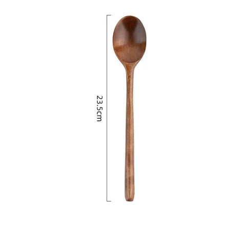 22*4cm Household Wooden Long Handle Cooking Stiring Grapefruit Spoon Dessert Cake Forks Tableware Teaspoon Kitchen Accessories